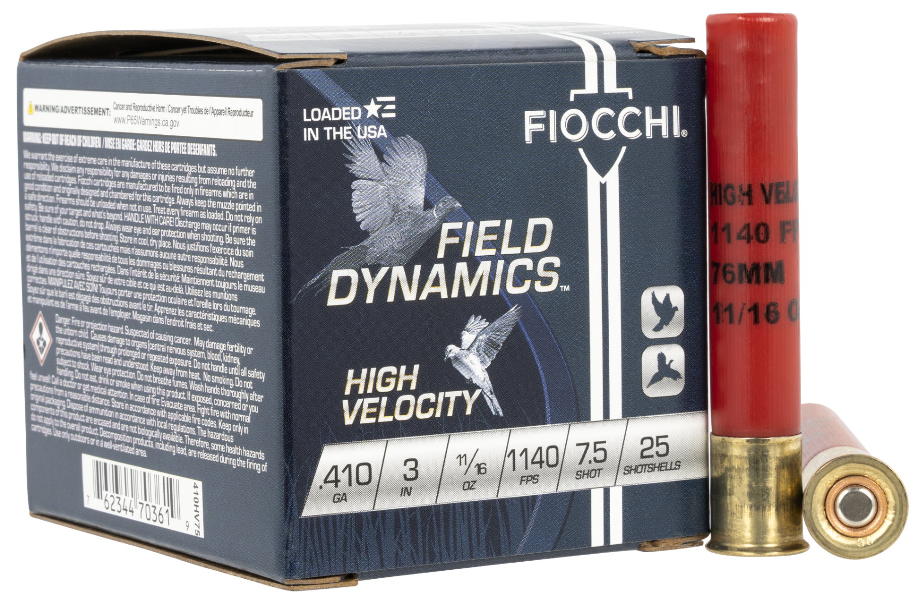 FIOCCHI HIGH VELOCITY 410 3″ – 11/16OZ #7.5 25RD 10BX/CS - Flat Rate Shipping Under 30lbs! - No Credit Card Fees