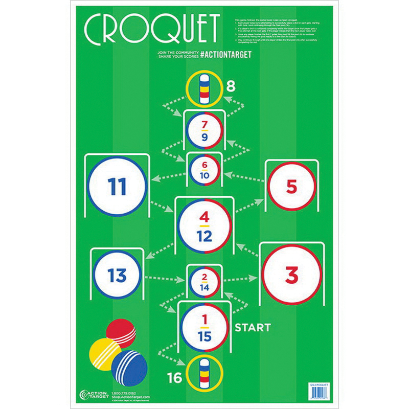 Action Target 23" x 35" Croquet Target, Multi-Color, 100/box - GS-CROQUET-100EM#