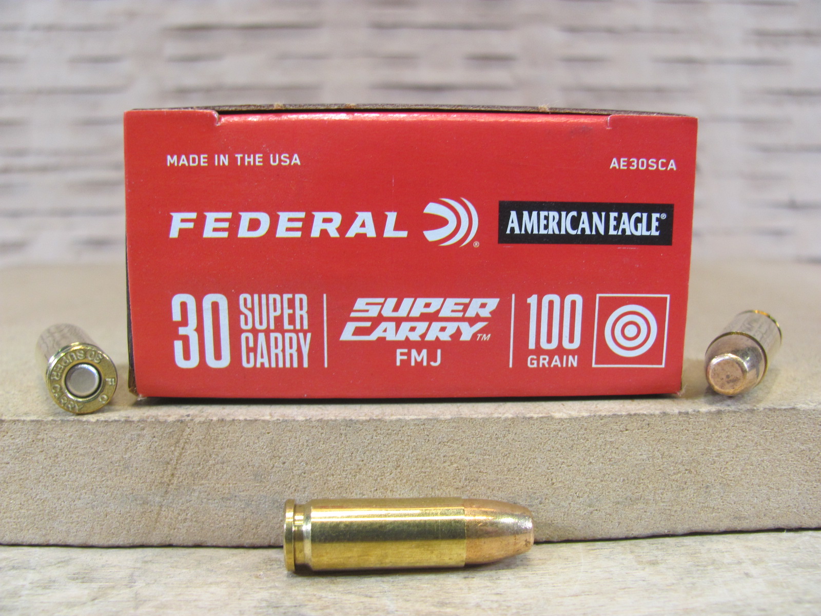 50 Round Box – 30 Super Carry 100 Grain FMJ Federal American Eagle Ammo – AE30SCA