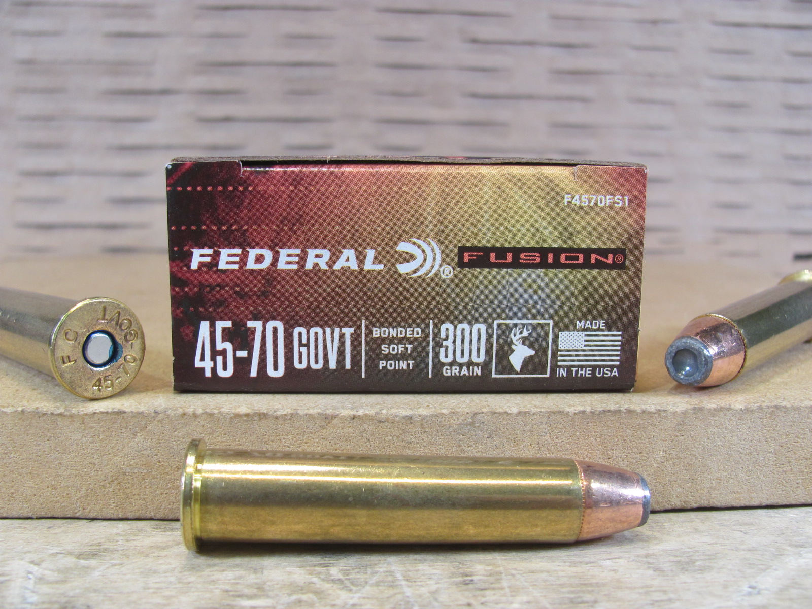 200 Round Case – 45-70 Govt 300 Grain Bonded Soft Point Federal Fusion Ammo – F4570FS1