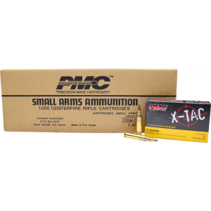 PMC 556K X-Tac 5.56 NATO LAP M855 62 GR Ammunition, Green Tipped, Brass Cased, Boxer Primed, Reloadable, Non-Corrosive - 1000 Round Case