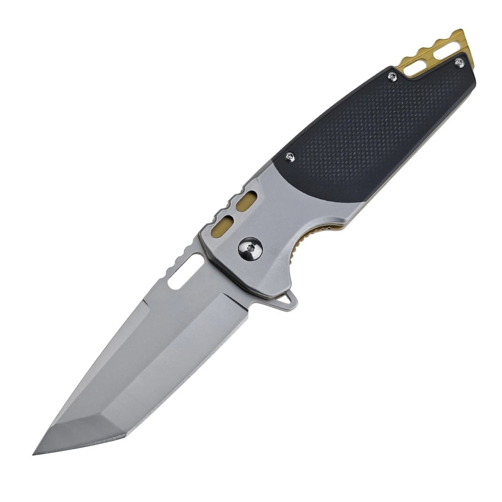MTech USA A2009 Folding Tanto Knife, Silver/Black - MT-A2009SB