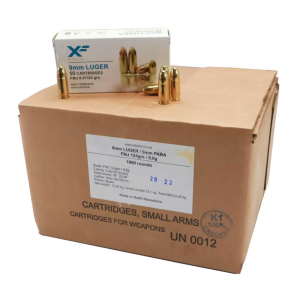 Sumbro ATS X-Force 9mm Ammunition,124 Gr, FMJ, Brass Cased, Boxer Primed, Non-Corrosive, Nato -Spec, Reloadable, Made In Macedonia - 1000 Round Case