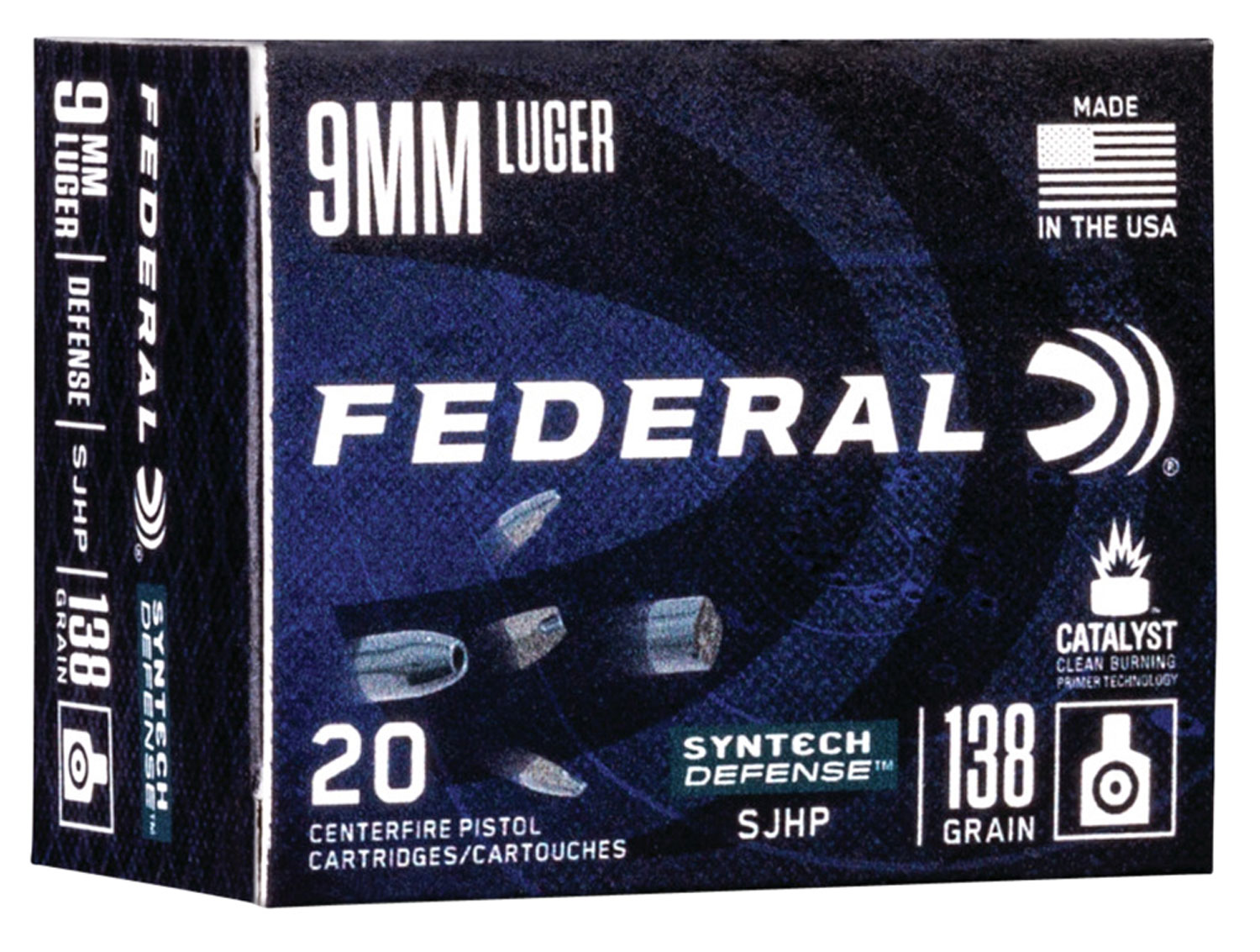 Federal Syntech Defense 9mm Ammo 138 gr SHP, 20rds - S9SJT1