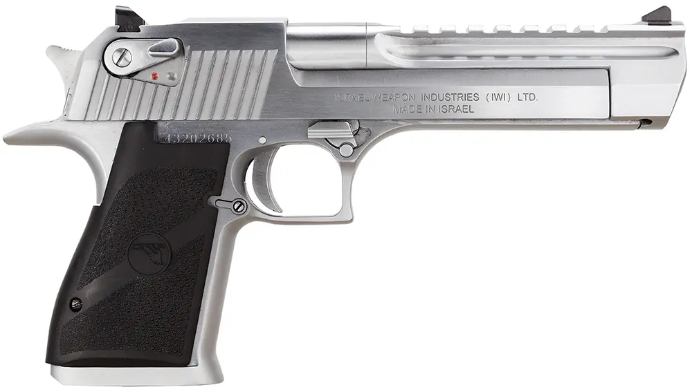 Magnum Research DE44BC Desert Eagle Mark XIX 44 Rem Mag Caliber with 6" Picatinny Barrel, 8+1 Capacity, Overall Brushed Chrome Finish Carbon Steel, Beavertail Frame, Serrated Slide Black Rubber Grip