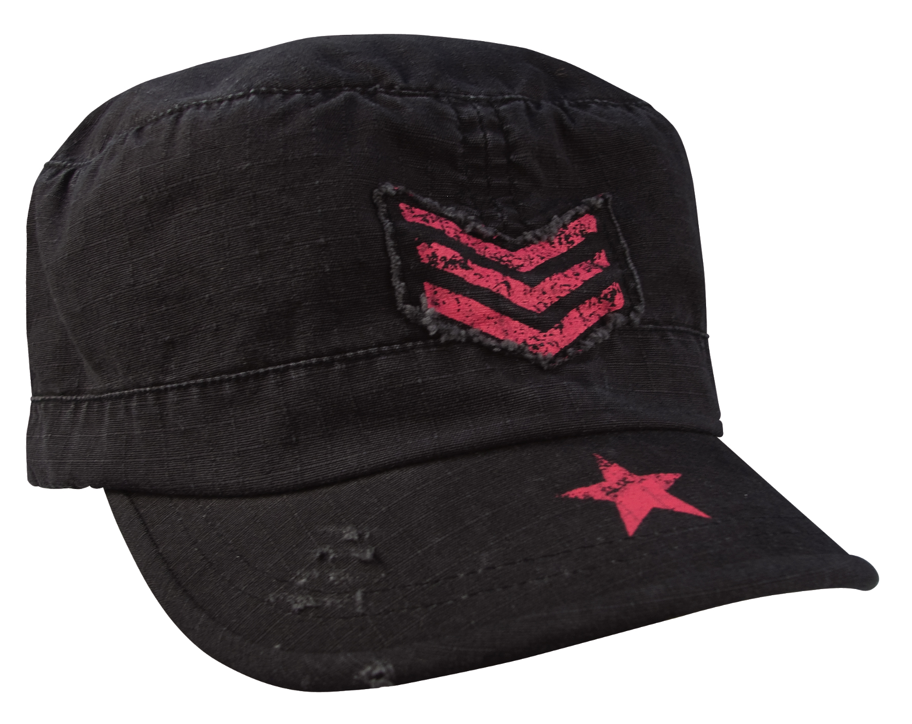 Rothco Womens Vintage Stripes Stars Adjustable Fatigue Cap - Black