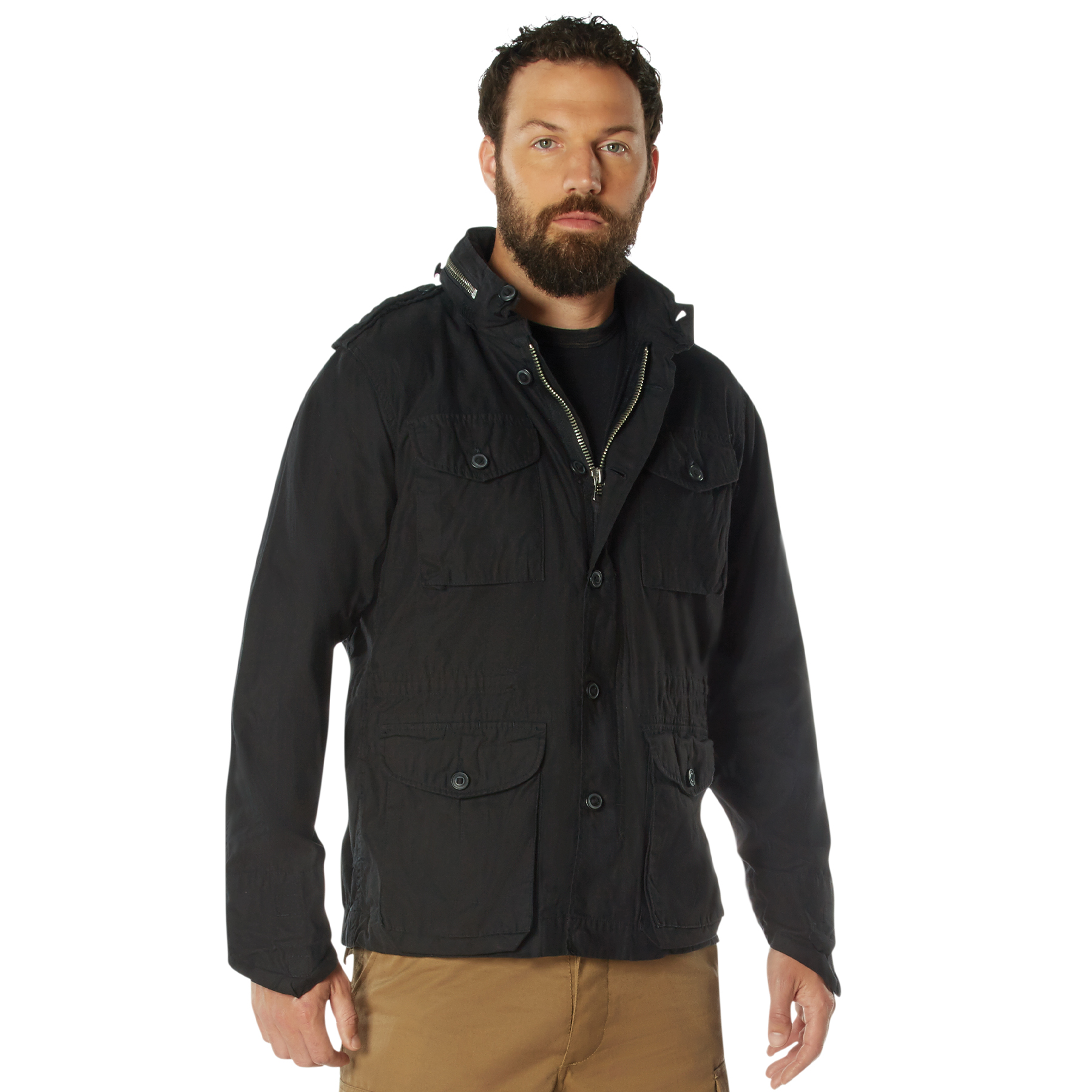 Rothco Vintage Lightweight M-65 Field Jacket - Black, Large
