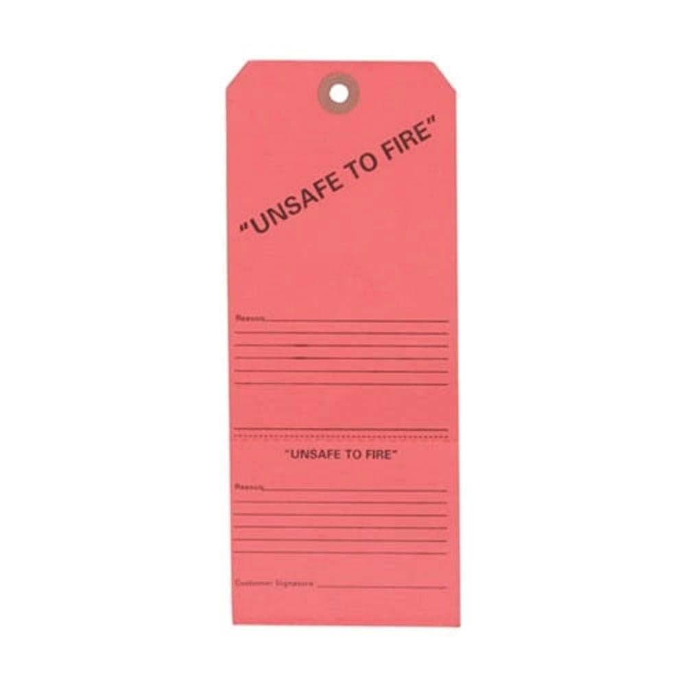 Brownells 7.50" x 3" Unsafe to Fire Tag, Red Pack of 25