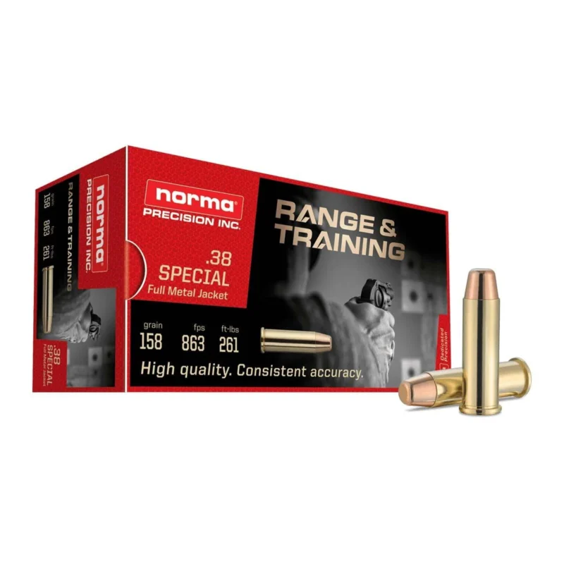 Norma Range Training Rifle Ammunition .38 Spl 158gr FMJ 863 fps 50/ct