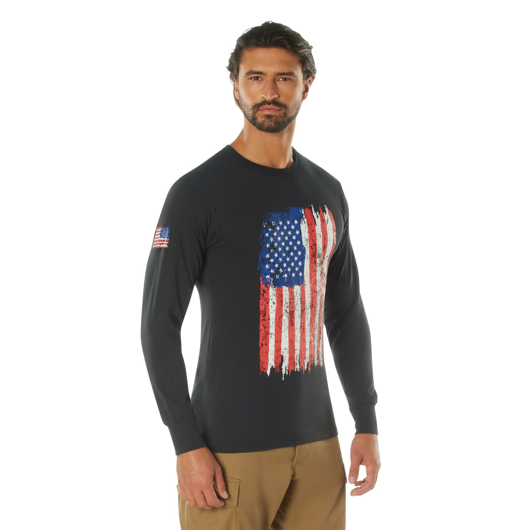 Rothco Us Flag Long Sleeve T-Shirt - Red - White - Blue, Small