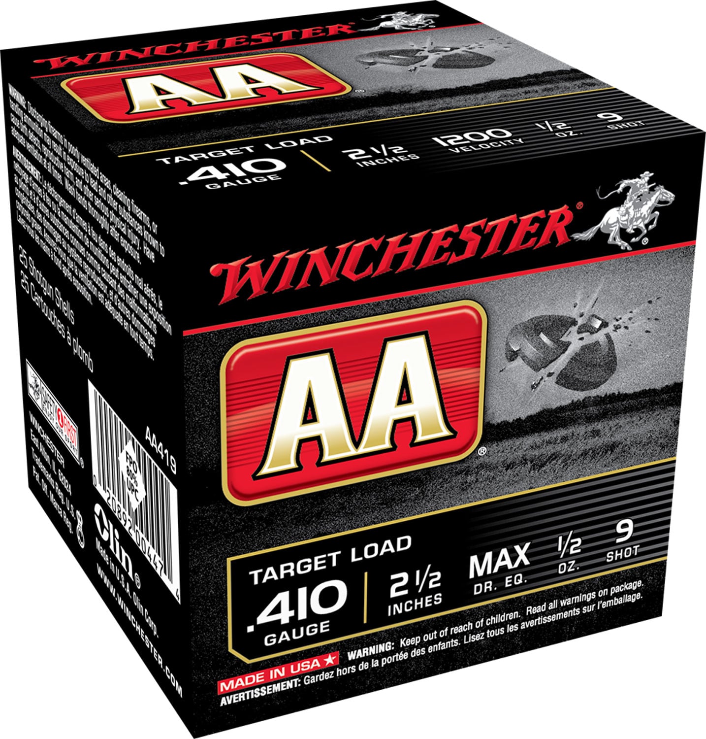 Winchester Ammunition AA 2.5" 410 Gauge Ammo 9, 25/box - AA419