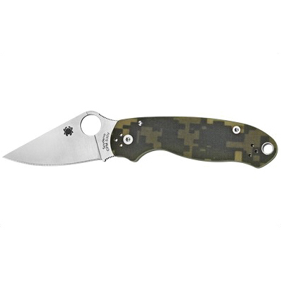 Spyderco Para 3 2.95" Plain Edge Folding Knife, Camo - C223GPCMO