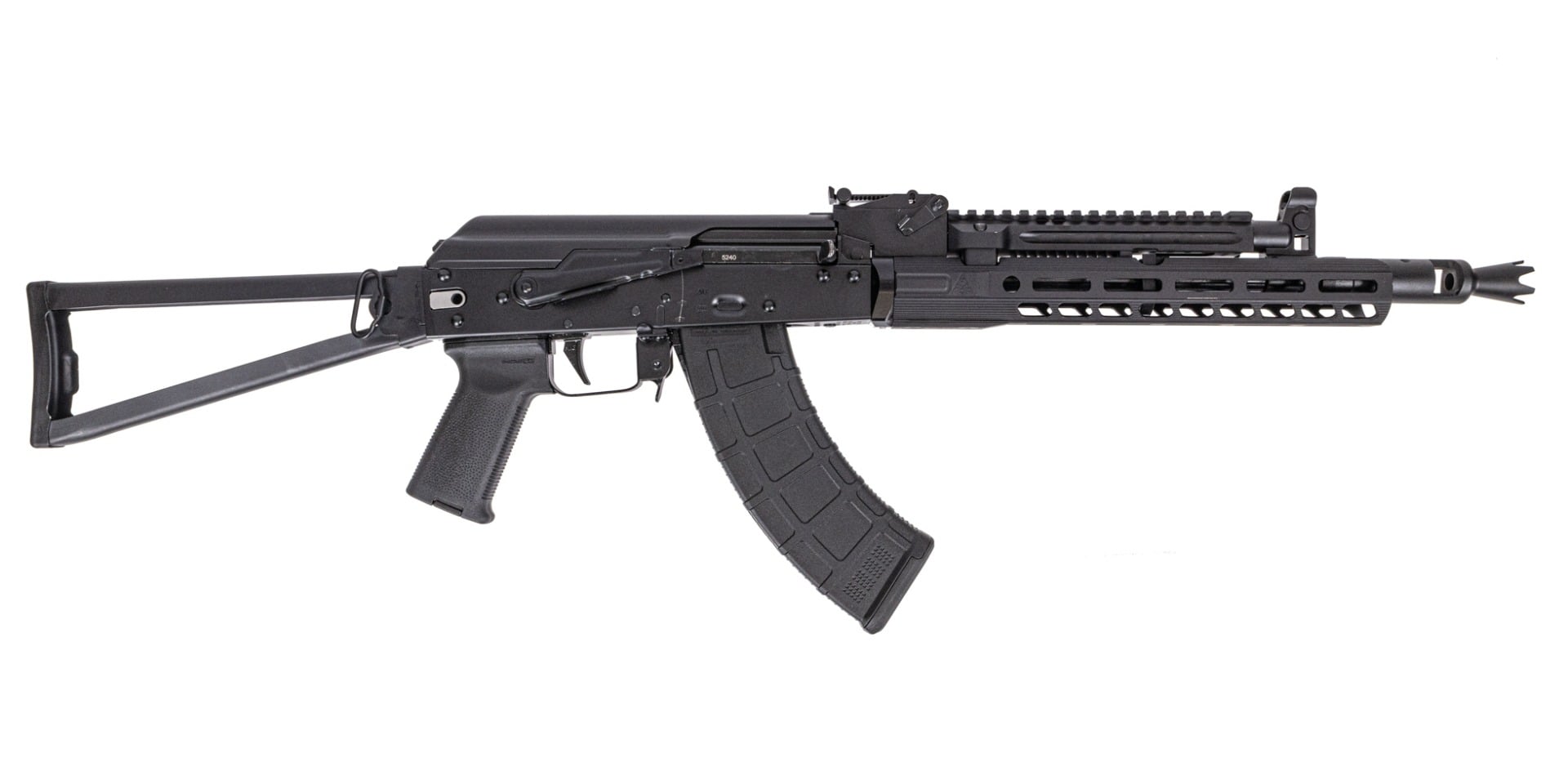 PSA AK-104 Triangle Side Folding Rifle w/Pinned and Welded Spiked Extended Booster, ALG Trigger and PSA-SLR Solo 11" Rail