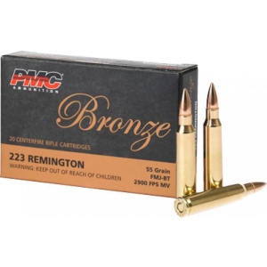 PMC 223A Bronze Target 223 Remington FMJ Boat Tail 55 GR - 20 Round Box