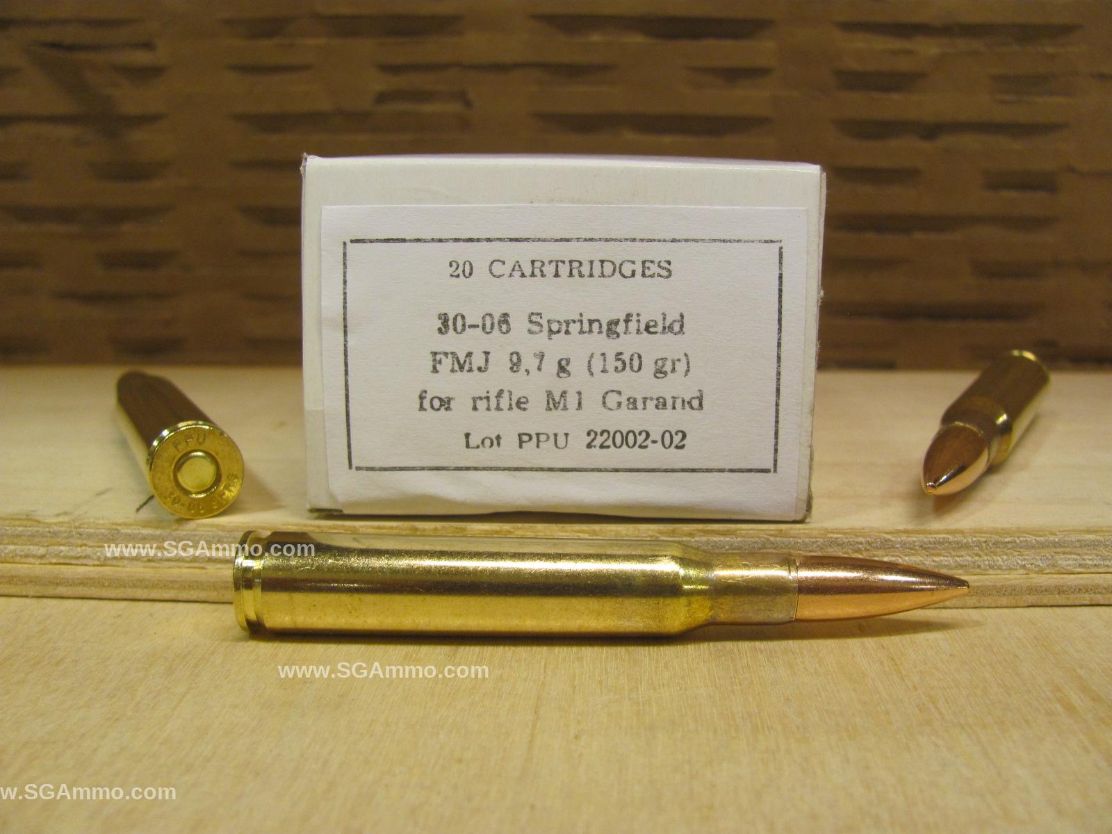 20 Round Box – 30-06 Springfield FMJ 150 Grain Prvi Partizan M1 Garand Ammo – PP3006GMC