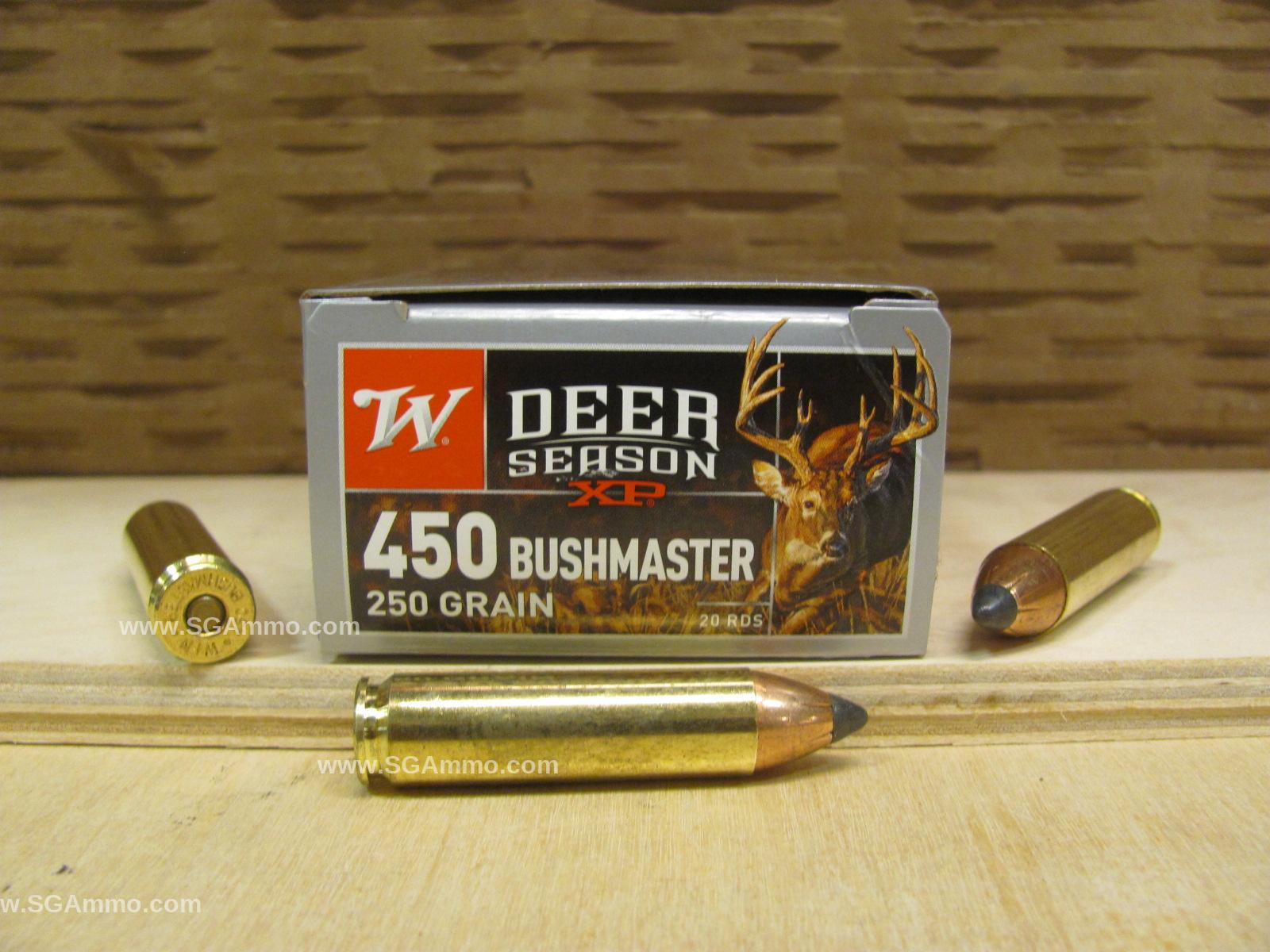 20 Round Box – 450 Bushmaster 250 Grain Winchester Deer Season XP Poly Tip Ammo – X450DS