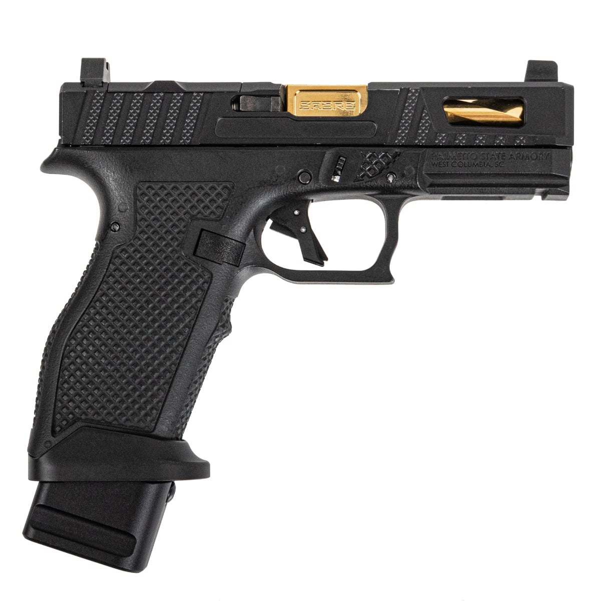 PSA Sabre Dagger Full Size - S 9mm Pistol, TiN Spiral Fluted Barrel, W/Mag Extensions, Black