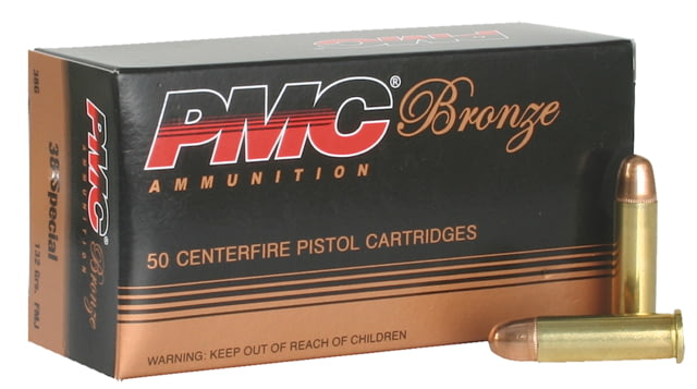 PMC  Bronze .38 Special 132 grain Full Metal Jacket Brass Centerfire Pistol Ammo 50 Rounds PM
