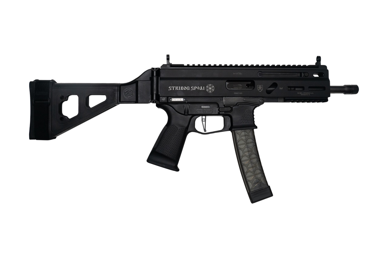 Grand Power Stribog SP9A1 9mm Pistol with Folding Brace