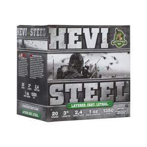 Hevishot HEVI-Shot HS62024 HEVI-Steel Waterfowl 20Gauge 3\" 1oz 2/4Shot 25 Per Box