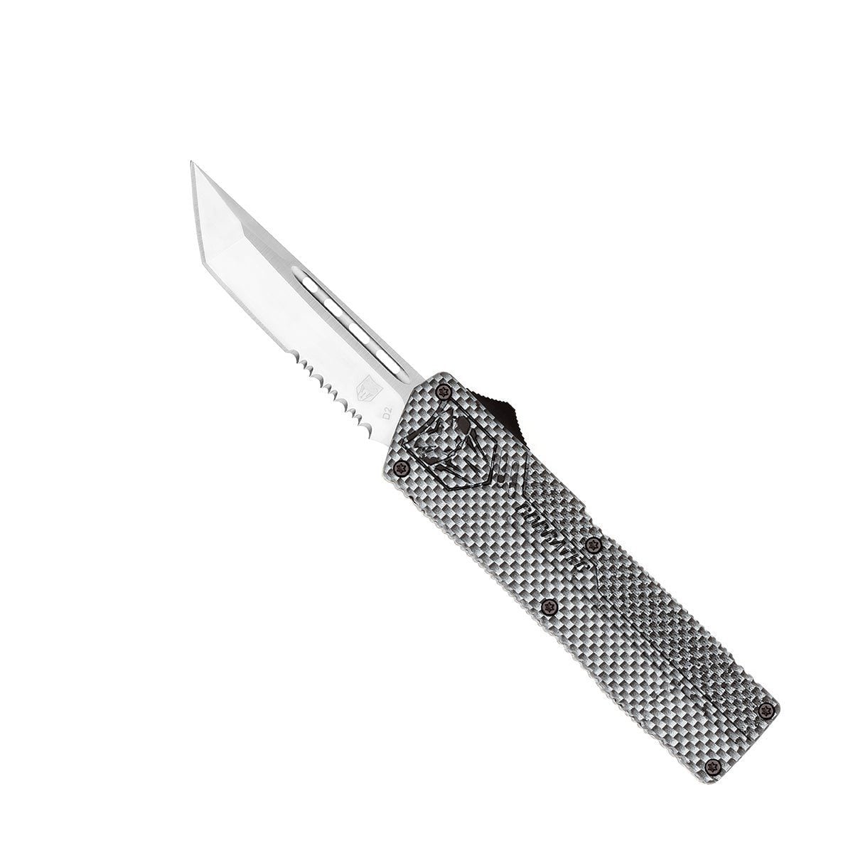 CobraTec LCF OTF Drop Point Knife Serrated, Carbon Fiber - CFCTLWDS
