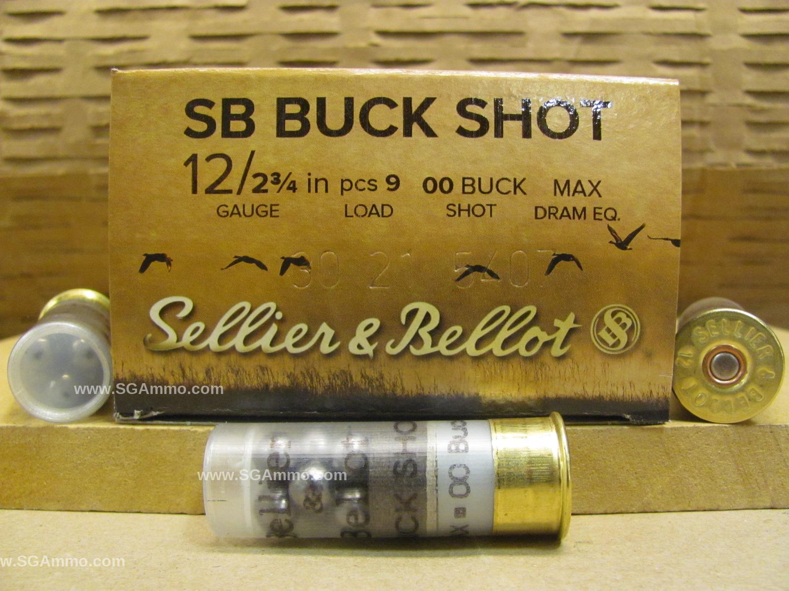 250 Round Case – Sellier Bellot 12 Gauge 2.75 Inch 9 Pellet OO Buck Shot Ammo – SB12BSG
