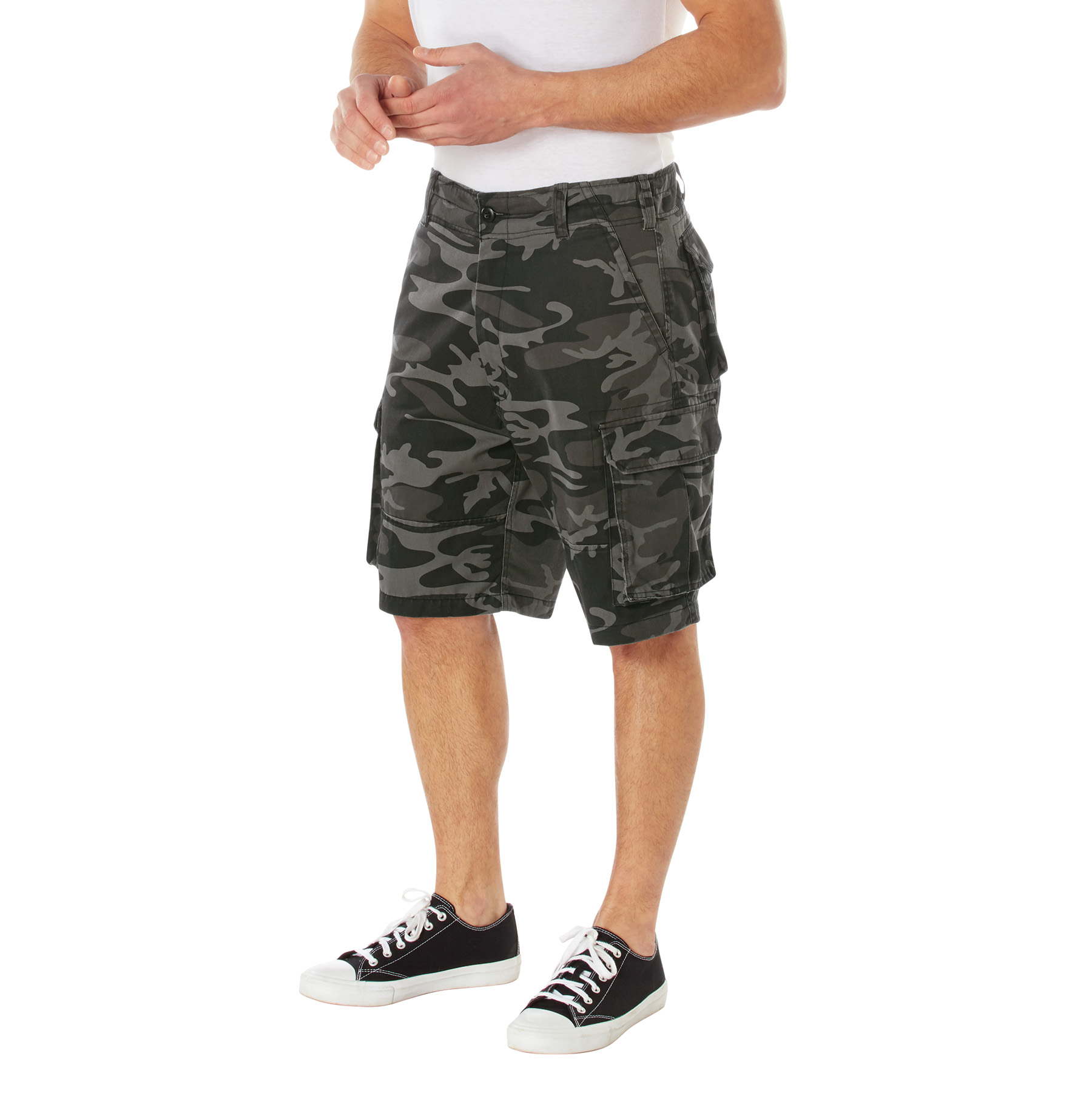 Rothco Vintage Paratrooper Cargo Shorts - Black Camo, Medium