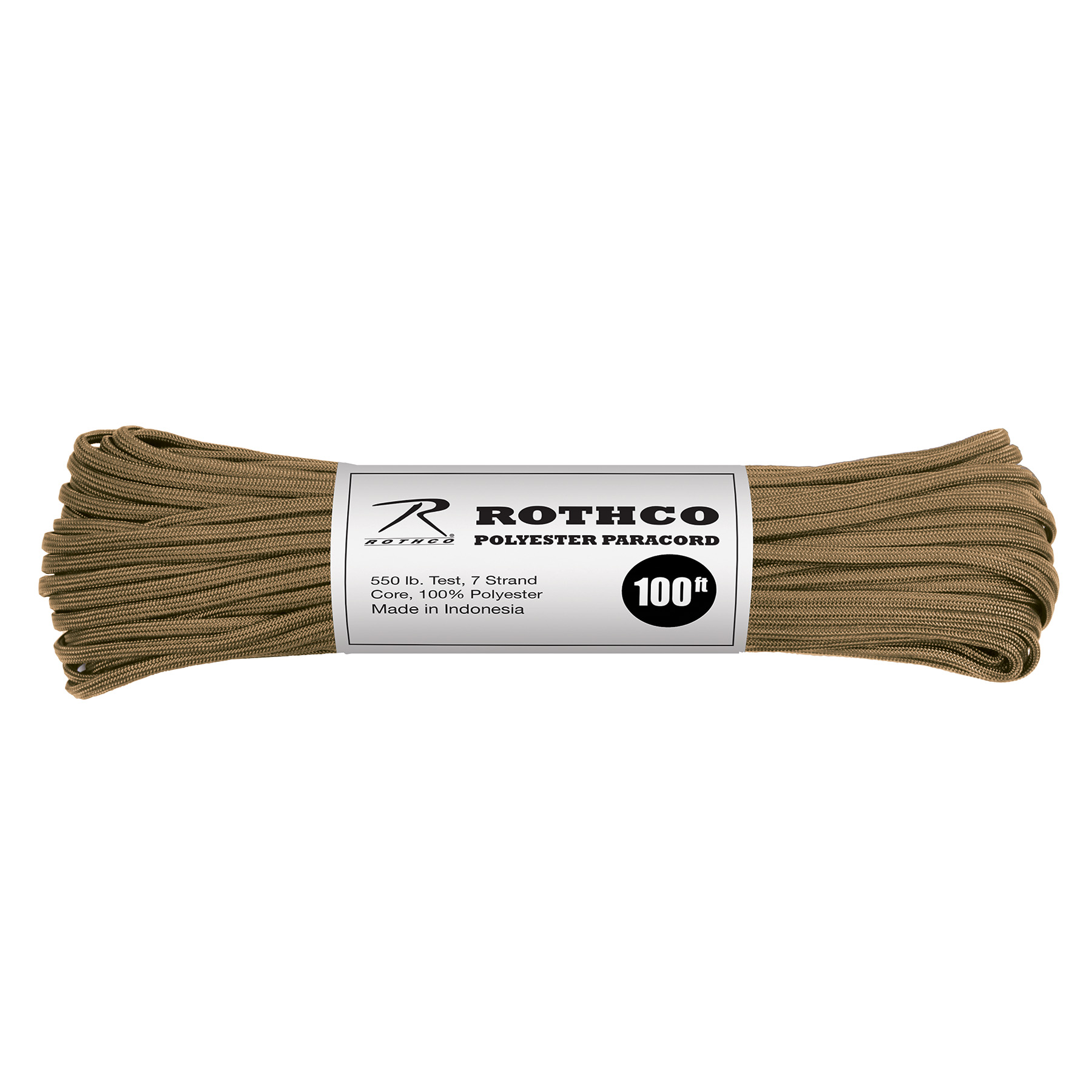 Rothco 550Lb Type III Polyester Paracord - Coyote Brown, 100