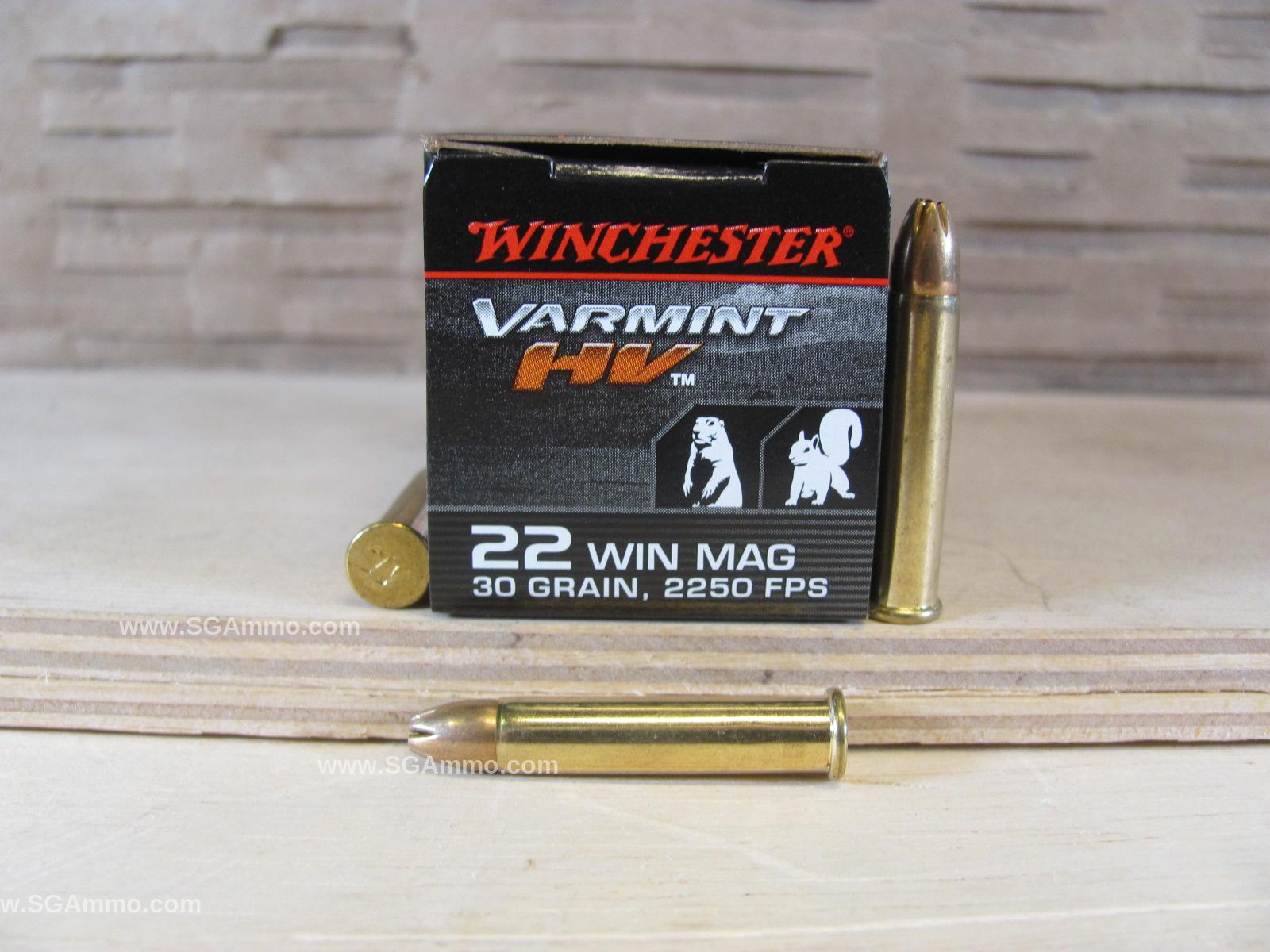 2000 Round Case – 22 Winchester Magnum 30 Grain Hollow Point Winchester Varmint High Velocity Ammo – S22M2