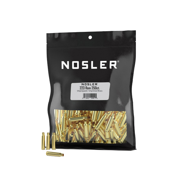 Nosler .223 Remington Small Rifle Premium Unprepped Bulk Brass, 250rds
