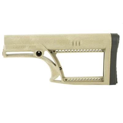 Luth-AR MBA-2 Skullation Fixed Stock, Fits AR-15/AR-10 Rifle Length A2 Buffer Tube, FDE - MBA-2F