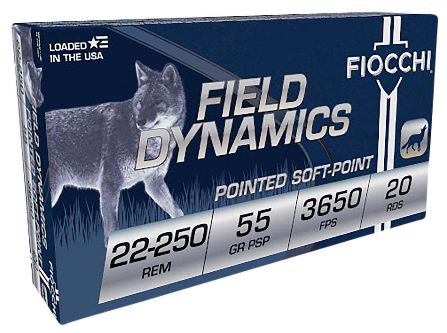 Fiocchi Field Dynamics Centerfire Rifle Ammo 22-250 Rem. 55 gr. PSP 20 rd. - No Credit Card Fees - Low, flat rate shipping