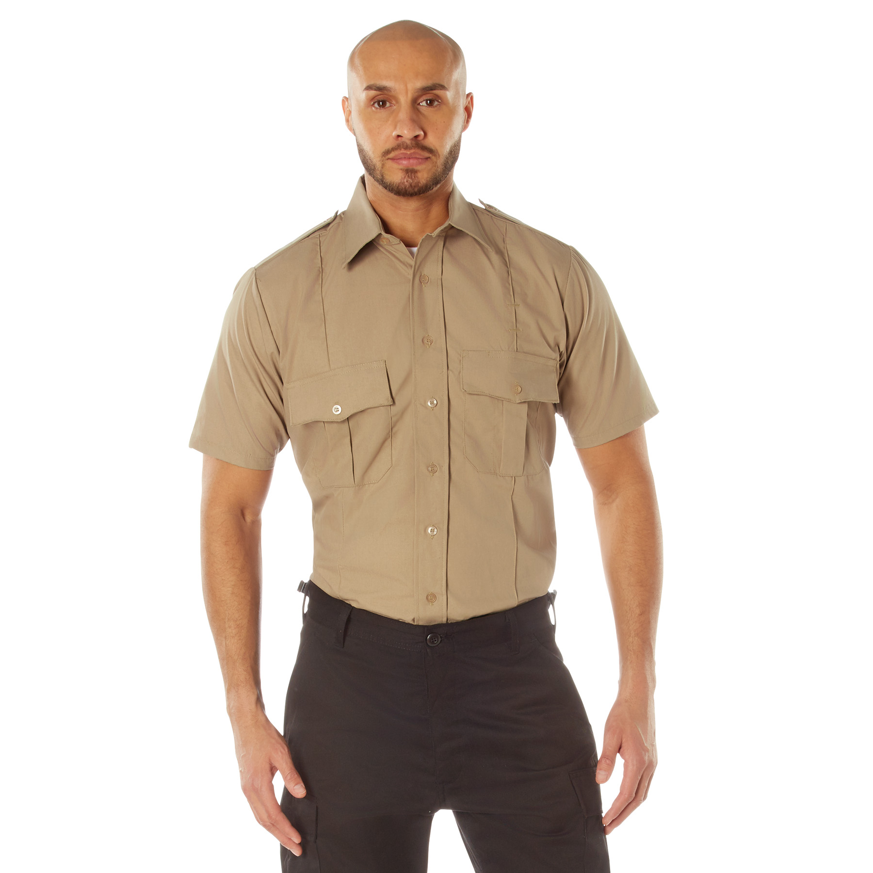 Rothco Short Sleeve Uniform Shirt - Khaki, X-Large