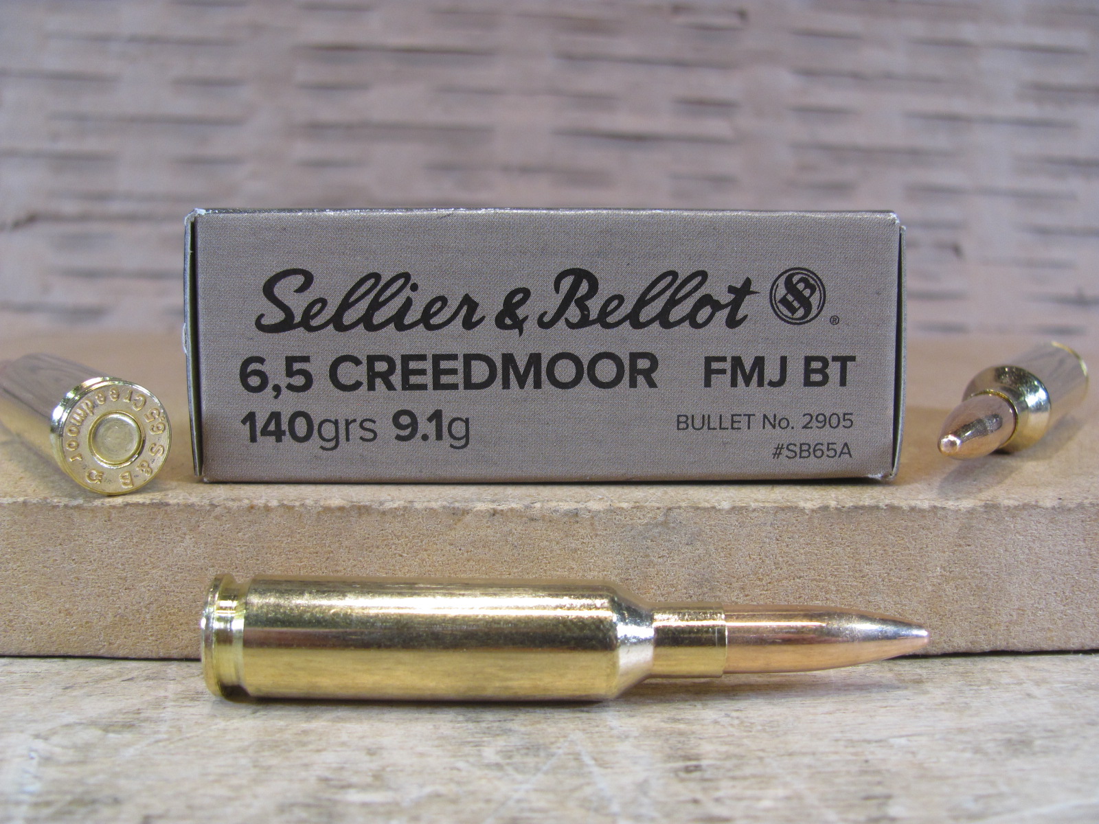 20 Round Box – 6.5 Creedmoor 140 Grain FMJ BT Ammo by Sellier Bellot – SB65A
