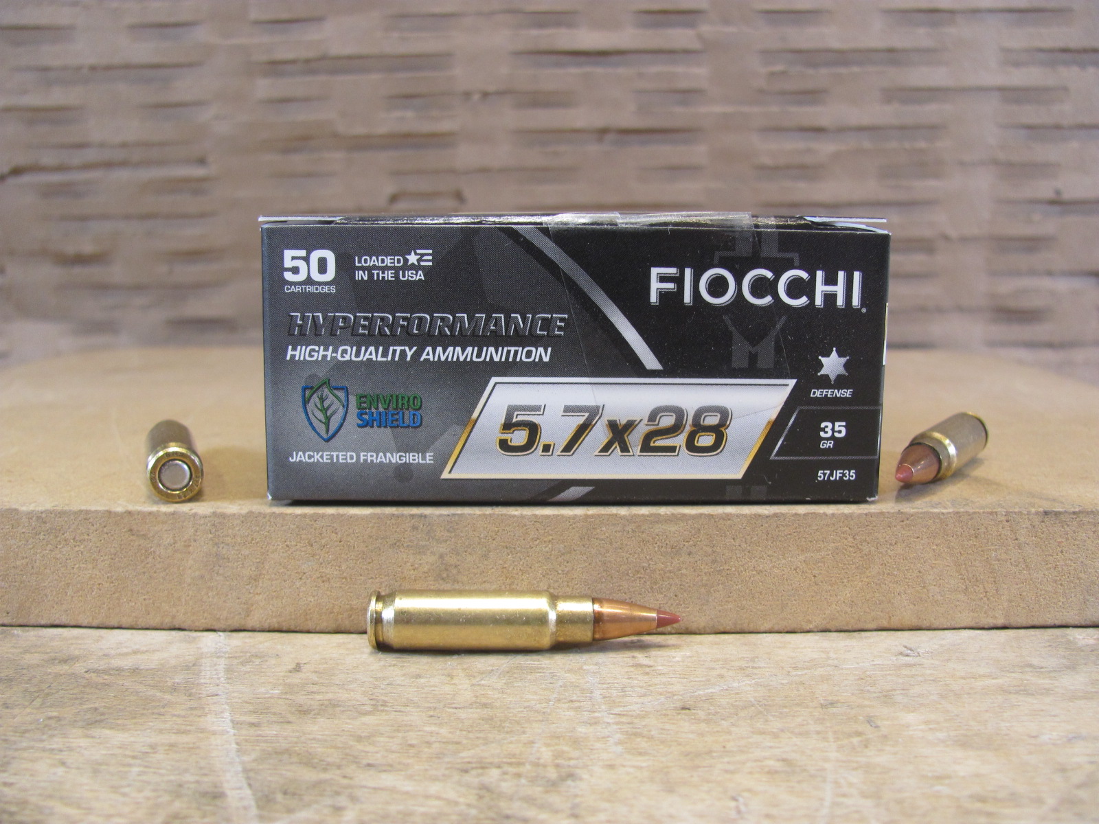 50 Round Box – 5.7×28 Fiocchi 35 Grain Jacketed Frangible Hyperformance Ammo – 57JF35