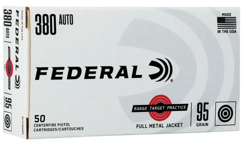Federal Range Target Practice 380 Auto 95gr FMJ 50rds - RTP38095