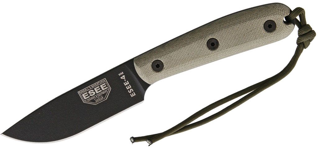 Esee Knives ESEE-4, Plain Edge With Modified Handle, Brown Leather Sheath