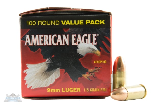American Eagle 9mm 115 Gr FMJ, 100rds - AE9DP100