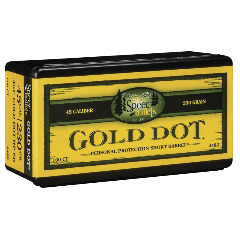 Speer Gold Dot Short Barrel .45 230 gr HP Handgun Bullet, 100/box - 4482