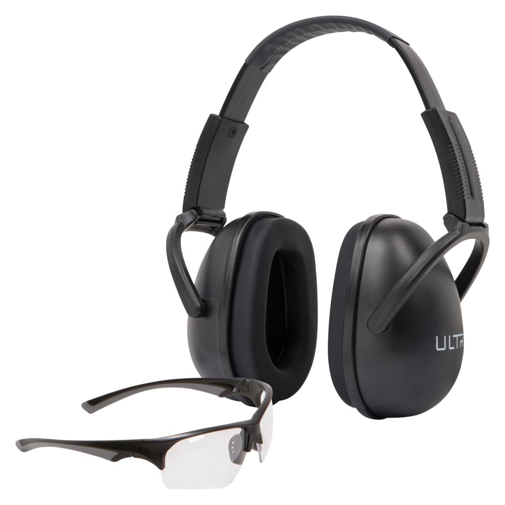 ULTRX 23 dB Blocker Ear and Eye Protection Combo, Clear/Black
