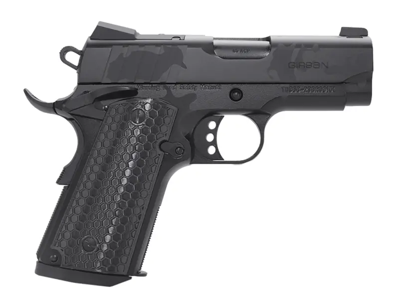 Girsan 391150 MC1911 SC Influencer Sub-Compact 9mm Luger 7+1 3 3.40" Black Steel Barrel, Black Camo Optic Ready/Serrated Steel Slide Frame w/Picatinny Rail Beavertail, Black Polymer Grip
