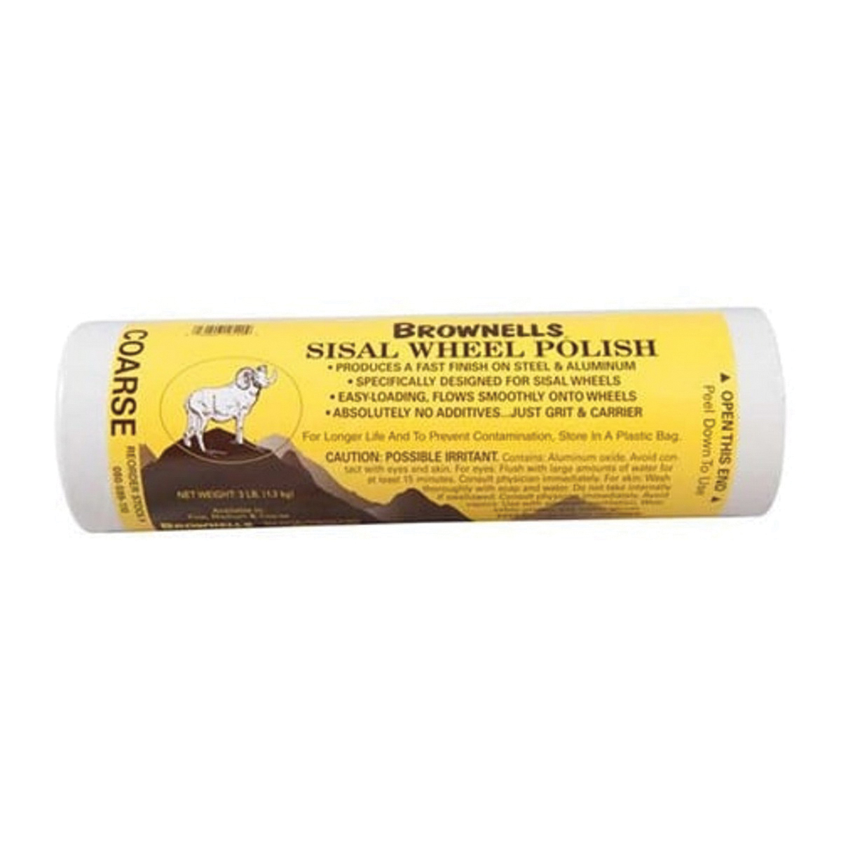 Brownells Coarse Grit Sisal Wheel Polish, 3 lb Cardboard Tube