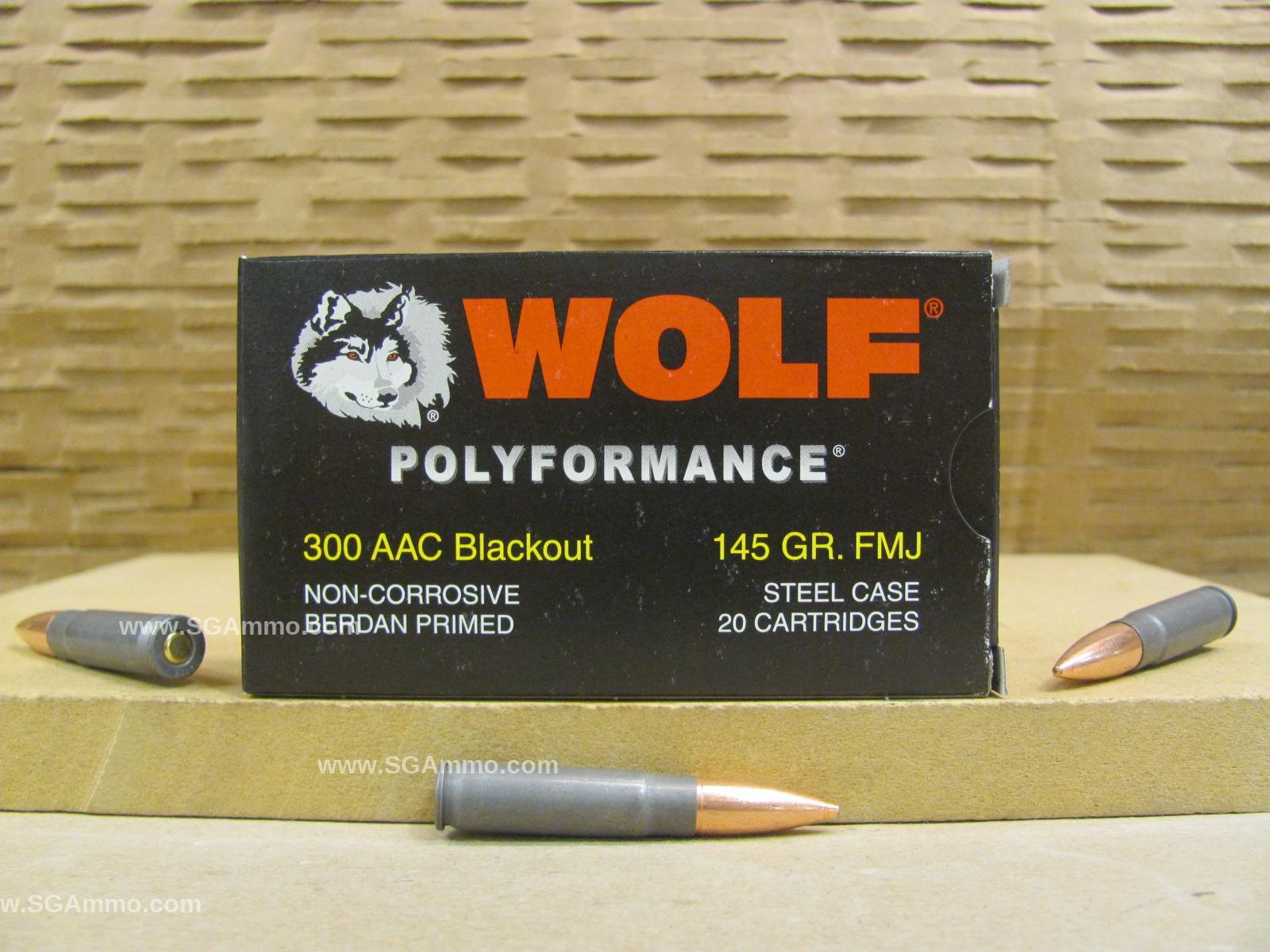 500 Round Case – 300 AAC Blackout 145 Grain FMJ Steel Case Wolf Ammo by Barnaul