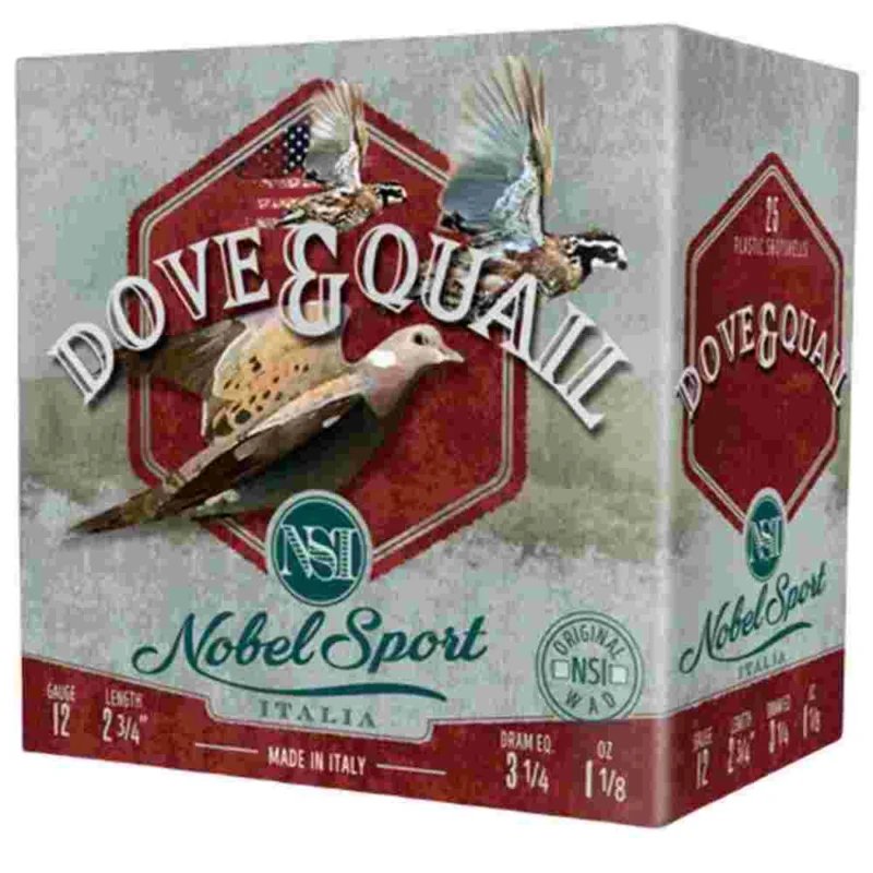 Nobel Sport Dove Quail Shotshells 12 ga 2-3/4" 1-1/8 oz 1255 fps #7.5 25/ct