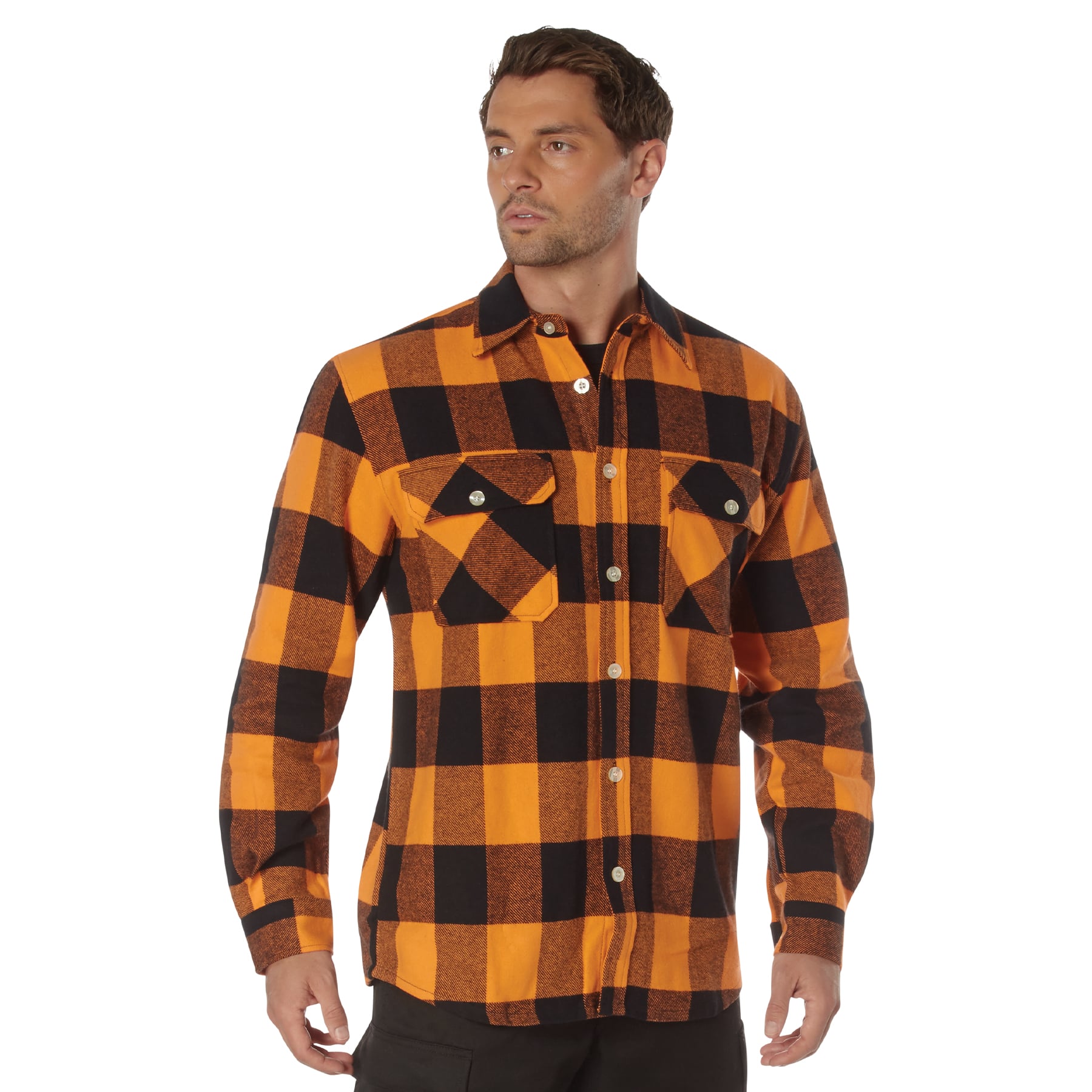 Rothco Extra Heavyweight Buffalo Plaid Flannel Shirt - Orange Plaid, 4X-Large