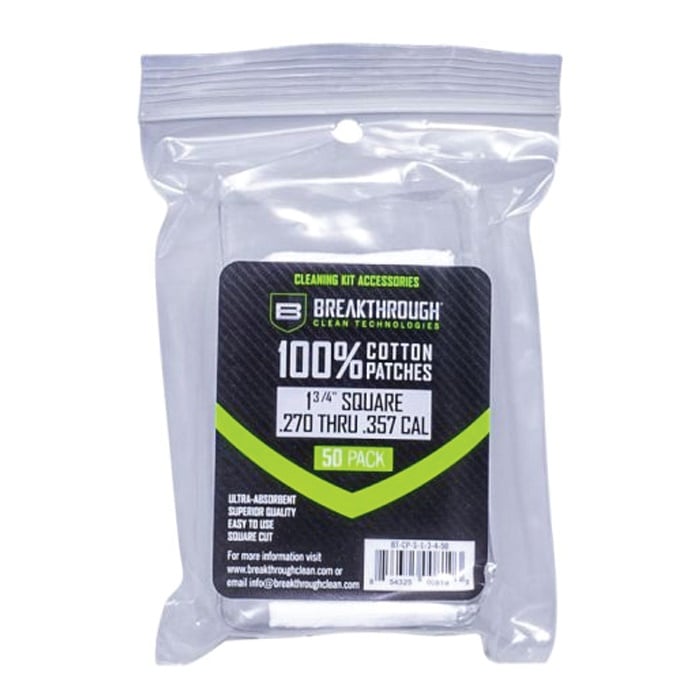Breakthrough Clean 100% Cotton Square Patches 1.75" x 1.75", White - BT-CP-S-1-3/4-50