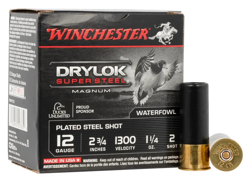 Winchester Drylok Super Steel 12 Gauge 2.75 1 1/4 oz 2 Shot XSM122 (Box)