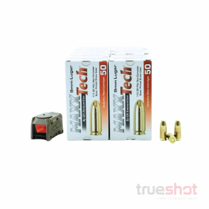 BUNDLE DEAL: FDE Steiner MPS Red Dot Pistol Sight and 500 Rounds of Ammo - Maxxtech 9mm 115 Grain