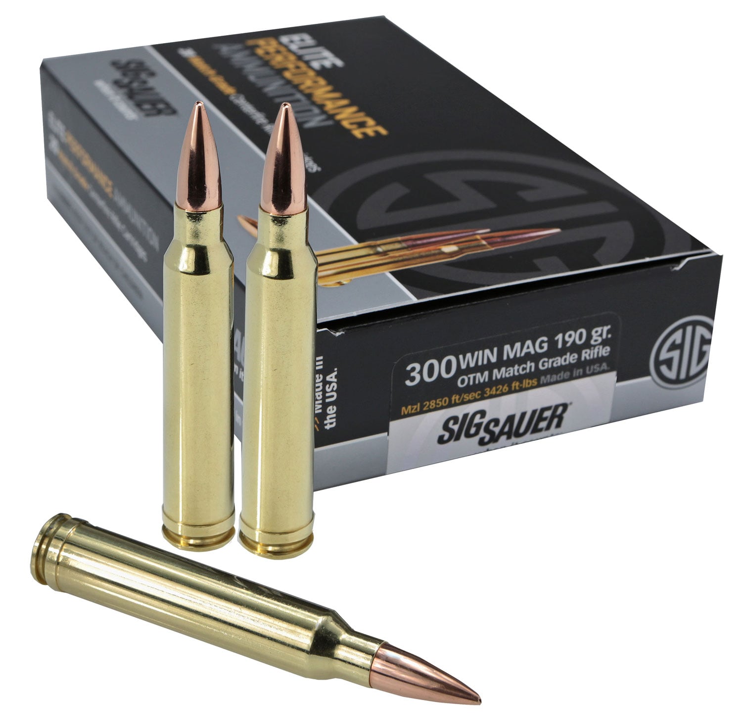 Sig Sauer .300 Win Mag 190 Grain OTM Match Grade Rifle Ammunition, 20 Rounds - E3WMM1-20