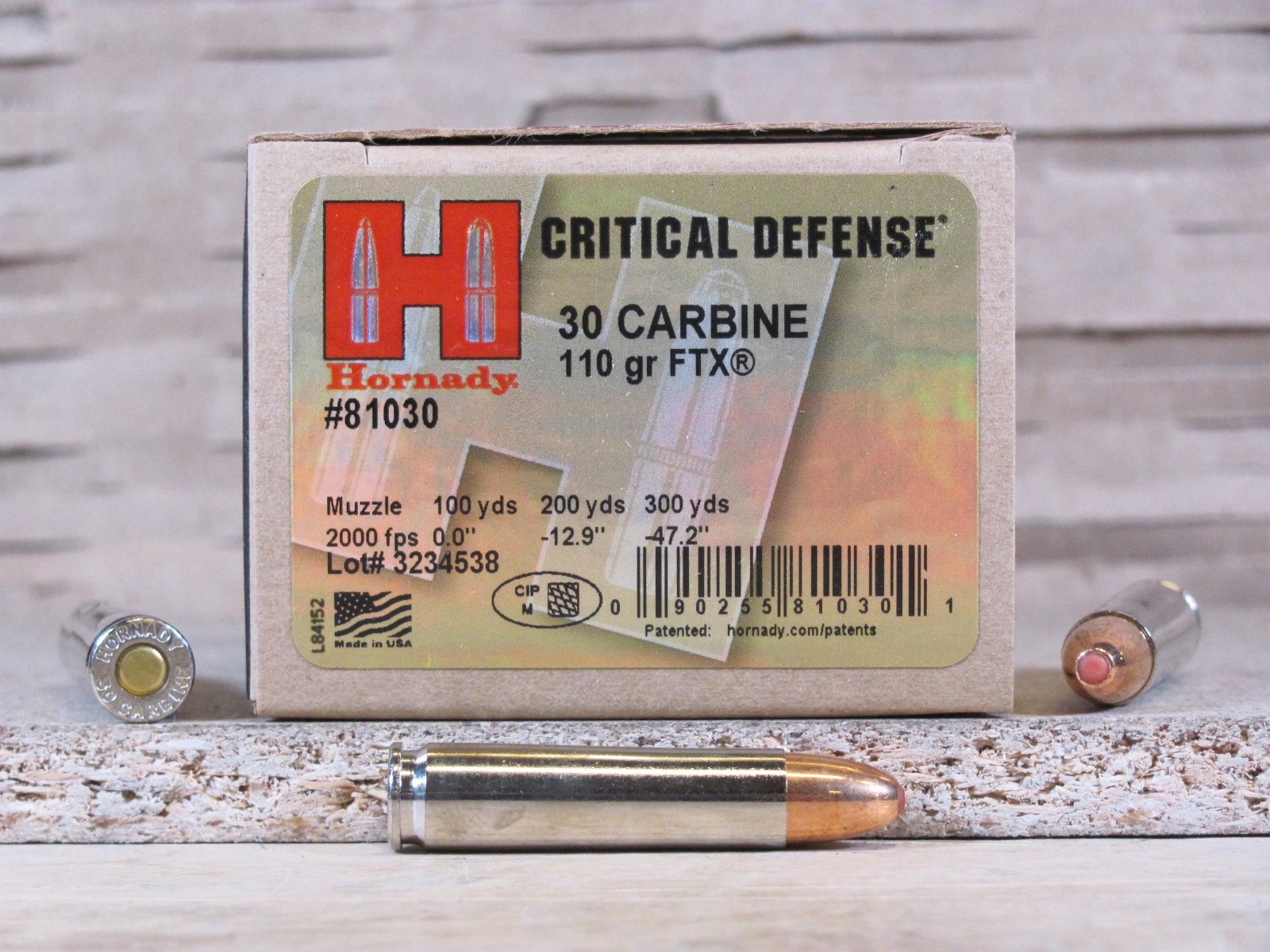 250 Round Case – 30 Cal Carbine Hornady Critical Defense 110 Grain FTX Ammo – 81030